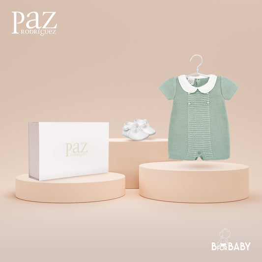Paz Rodriguez 2-Piece (Romper, Shoes) Gift Set - Green
