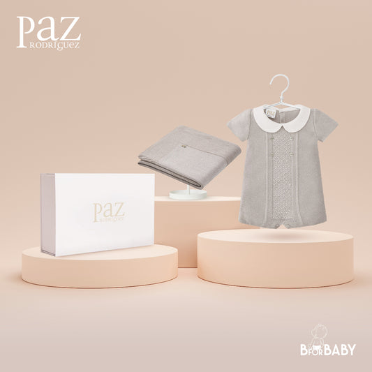 Paz Rodriguez 2-Piece (Romper, Blanket) Gift Set - Beige