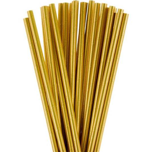 Baby Shower Gold Paper Straws