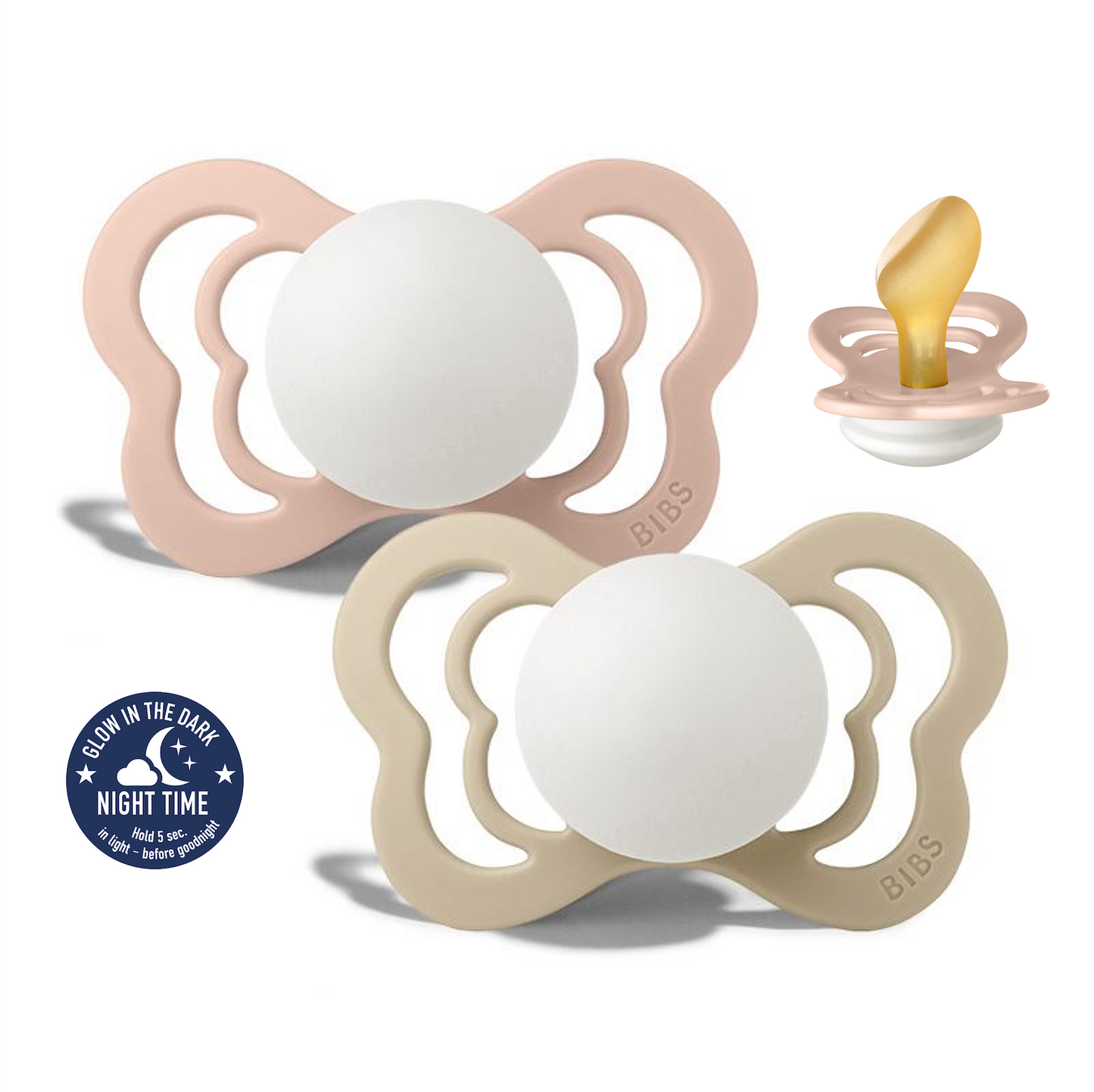 Bibs Pacifier Couture Glow 2pc - Blush / Vanilla