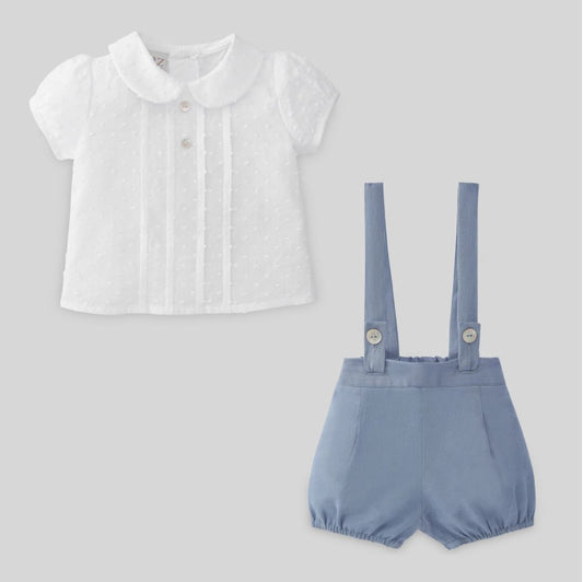 Paz Rodriguez 2-Piece (Shorts, Blouse) Set - Powder Blue