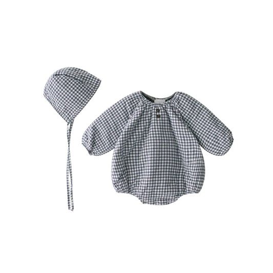 Romper & Hat Set - Check
