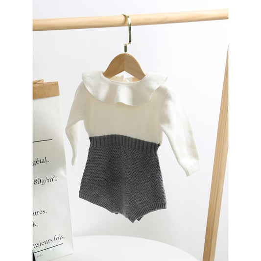 Color Block Romper - White & Grey