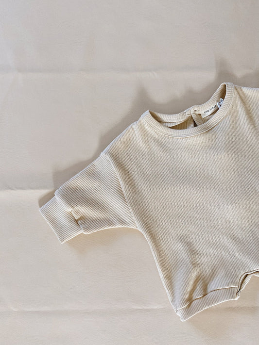 Tiny Trove Demi Waffle Cotton Playsuit - Biscuit