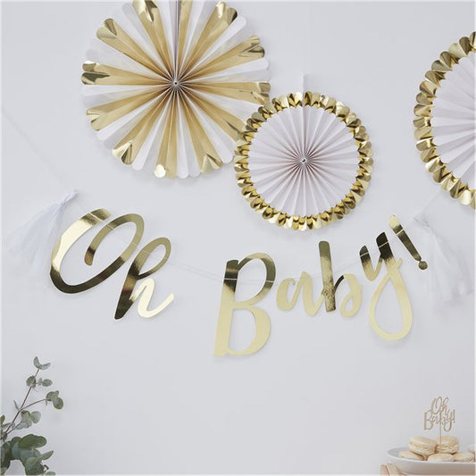 Gold Foiled Letter Banner - 'oh Baby'