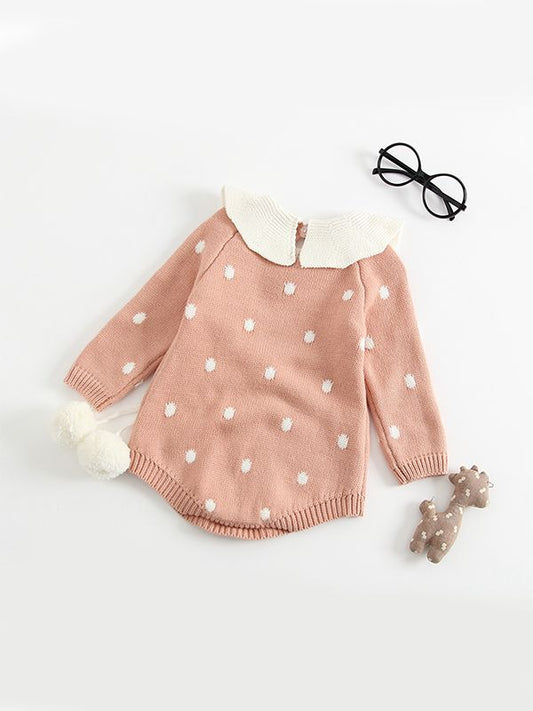 Polka Dots Collar Girls Bodysuit