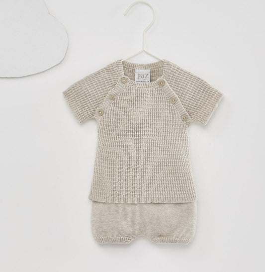 Paz Rodriguez 4-Piece Knitted (Sweater, Shorts, Hat, Blanket) Gift Set - Beige