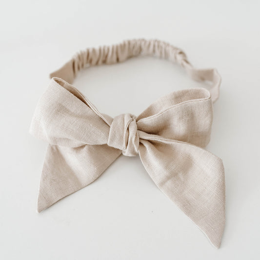 Linen Bow Headband - Natural