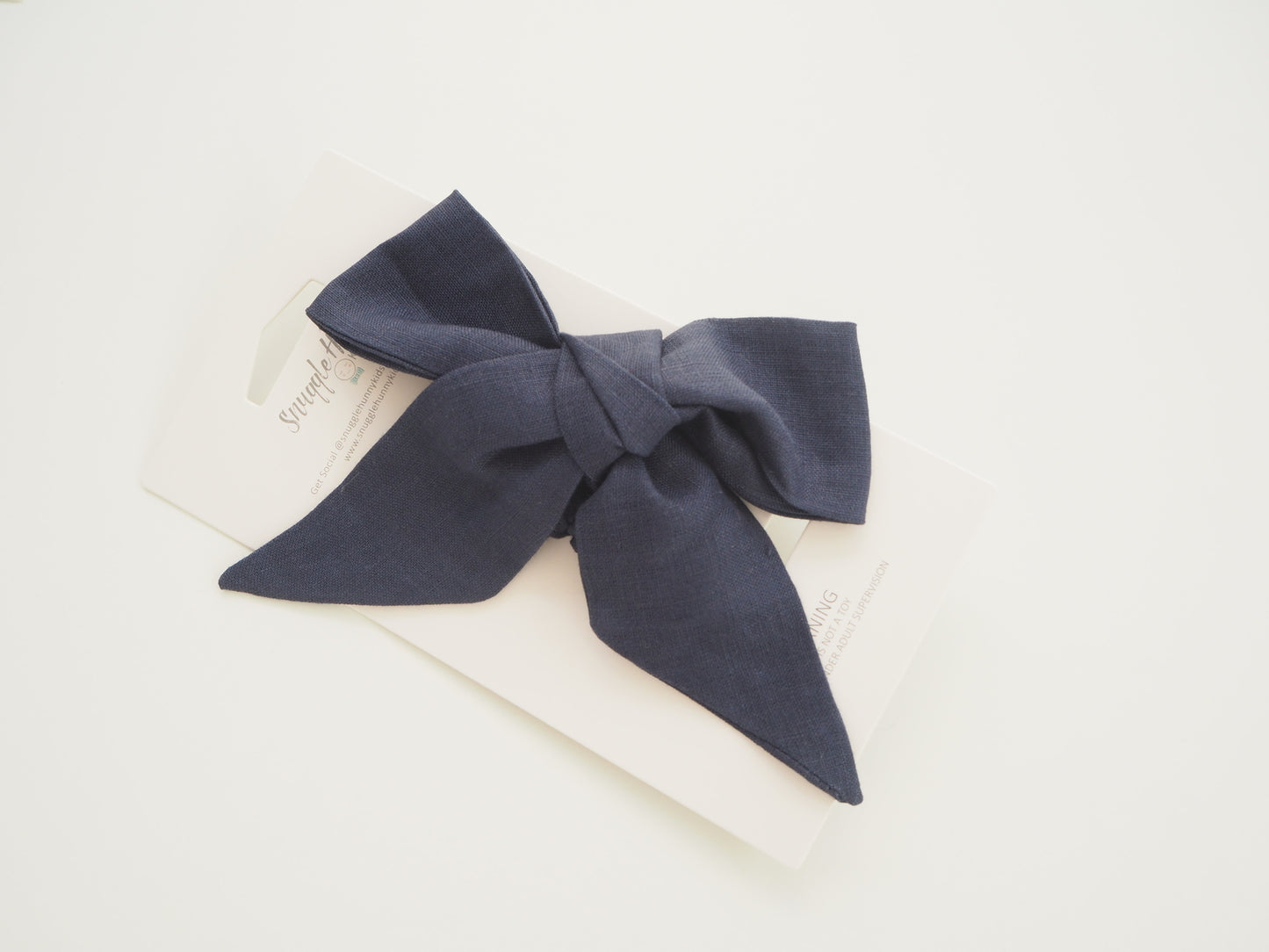 Linen Bow Headband - Navy