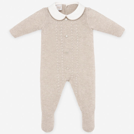 Paz Rodriguez 2-Piece Knitted (Romper, Blanket ) Gift Set- Beige