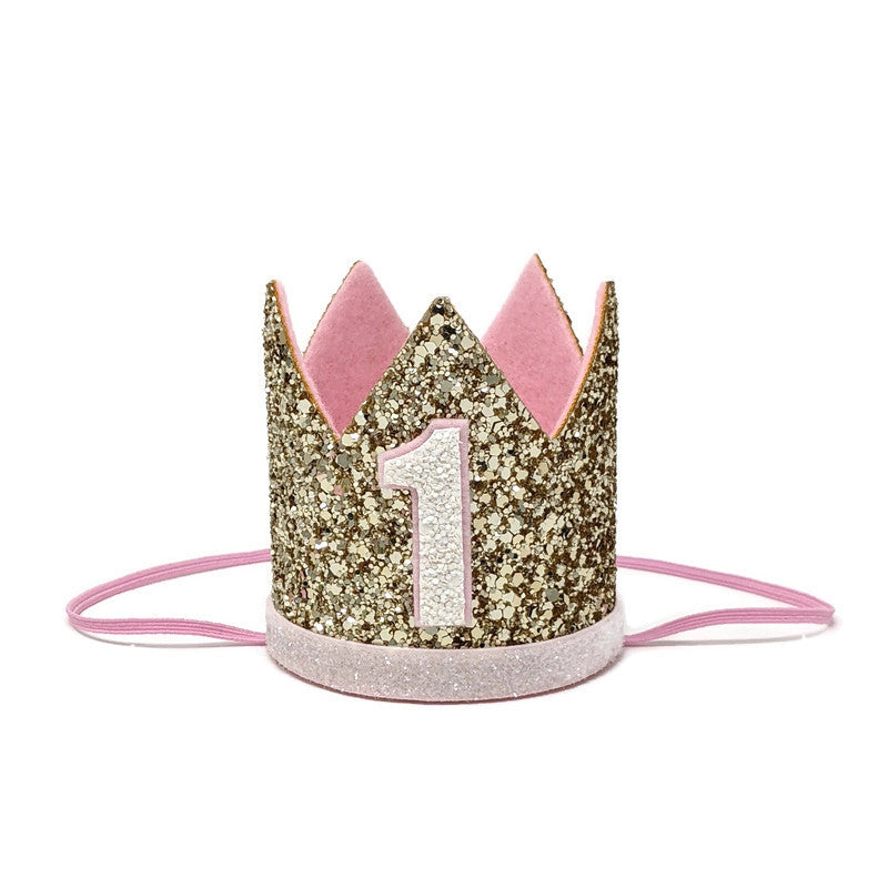 Baby Girl Glitter Gold Pink Crown – B FOR BABY