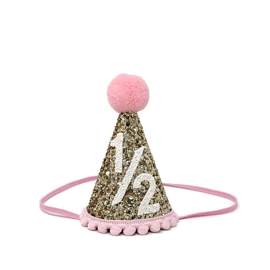 Baby Girl Glitter Gold & Baby Pink Tiny Hat - 1/2