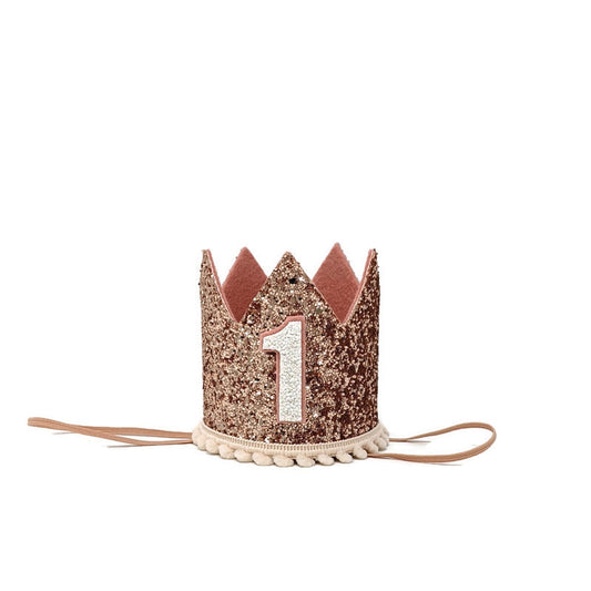 Baby Girl Glitter Rose Gold Crown - 1