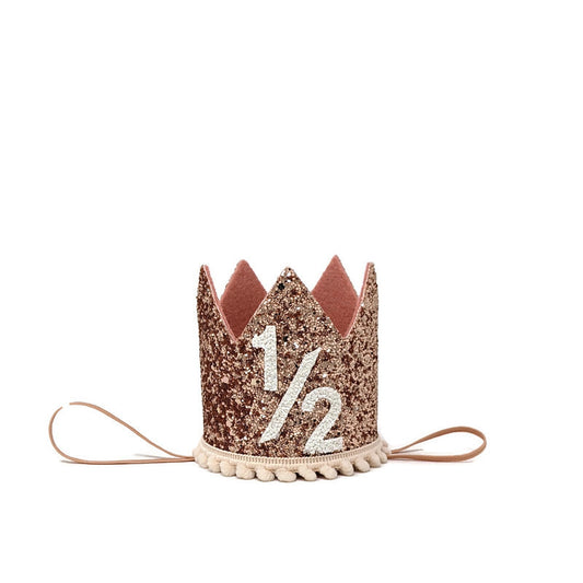 Baby Girl Glitter Rose Gold Crown - 1/2