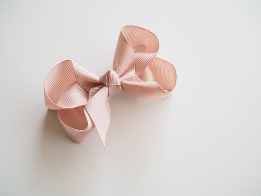 Small Piggy Tail Bow Clips - Nude