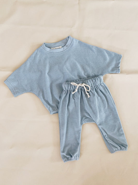 Tiny Trove Romy French Terry Lounge Set - Powder Blue