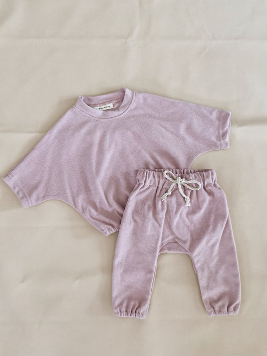 Tiny Trove Romy French Terry Lounge Set - Powder Pink