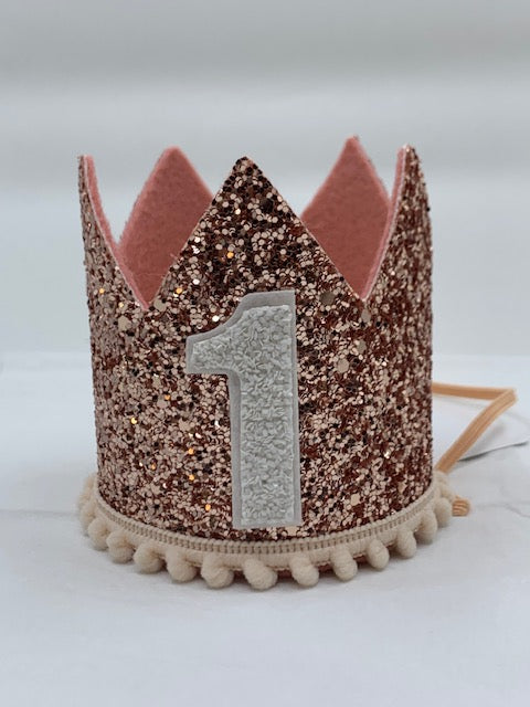 Baby Girl Glitter Rose Gold Crown - 1