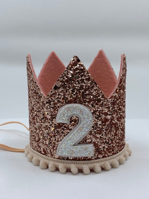 Baby Girl Glitter Rose Gold Crown - 2