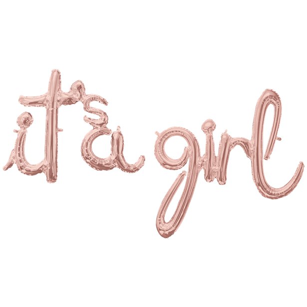It's A Girl Phrase Balloon - Rose Gold Foil