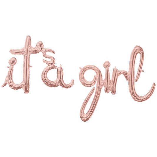 It's A Girl Phrase Balloon - Rose Gold Foil