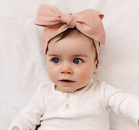 Linen Bow Headband - Rust