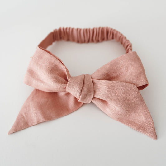 Linen Bow Headband - Rust