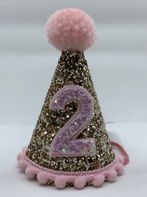 Baby Girl Glitter Gold & Baby Pink Tiny Hat - 2