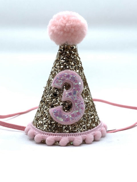 Baby Girl Glitter Gold & Baby Pink Tiny Hat - 3