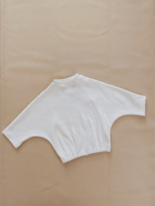 Tiny Trove Tully Ribbed Top - Snow