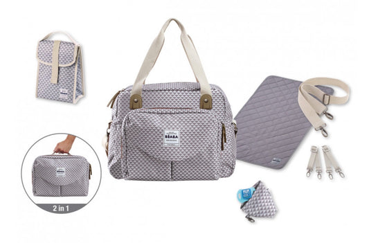 Beaba Geneva II Changing Bag Play Print - Grey/Coral