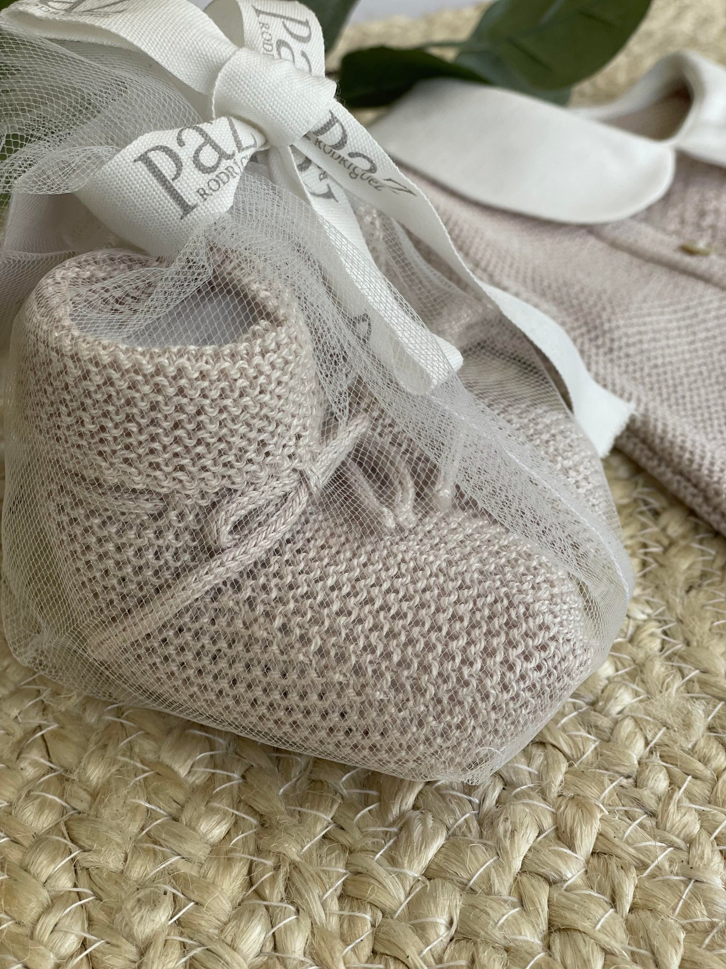 Paz Rodriguez 2-Piece (Short Romper, Shoes) Gift Set - Beige