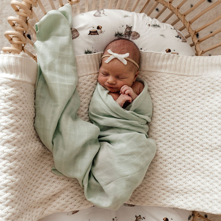 Organic Muslin Swaddle - Honeydew