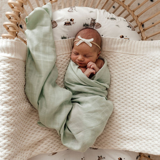 Organic Muslin Swaddle - Honeydew