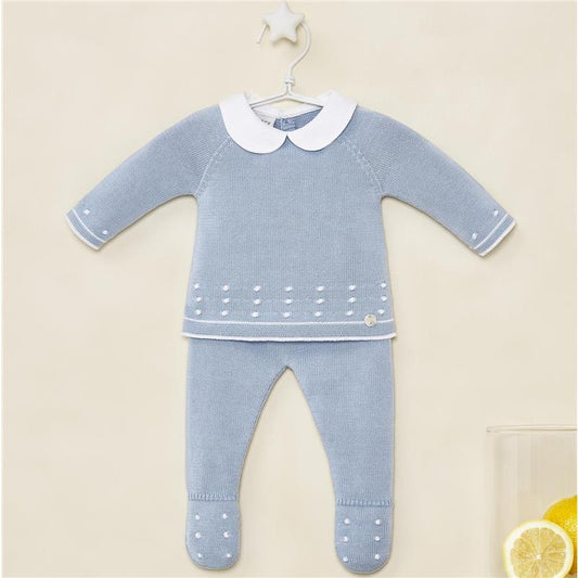 Paz Rodriguez 2-Piece Knitted (Sweater, Pants) Set - Blue Cloud