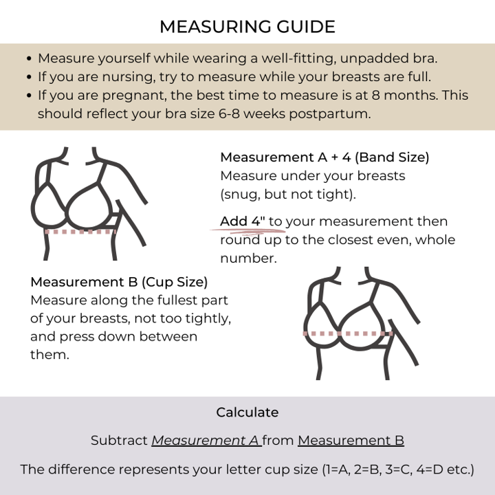 Simple Wishes SuperMom Nursing & Pumping T-Shirt Bra - Sizing Guide