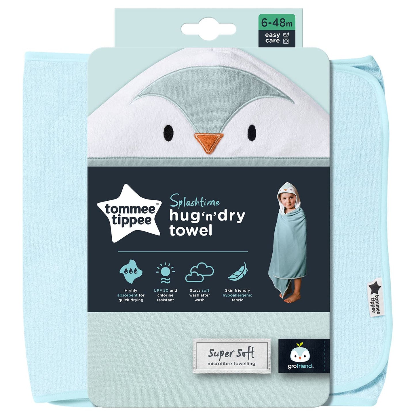 Tommee Tippee Splashtime Hug ‘N’ Dry Hooded Towel - Blue