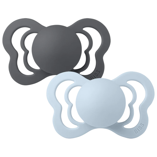 Bibs Pacifier Couture (2 Pack) - Iron / Baby Blue
