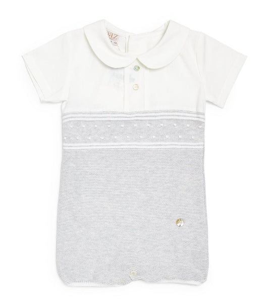 Paz Rodriguez 2-Piece (Romper, Knitted Shoes) Gift Set - Grey & White