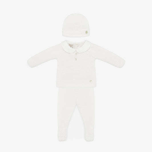 Paz Rodriguez 3-Piece (Pants, Sweater, Hat) Set - Cream