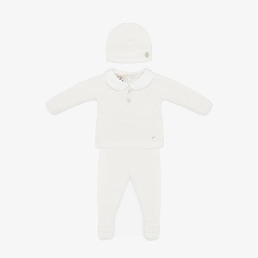 Paz Rodriguez 3-Piece (Pants, Sweater, Hat) Gift Set - Cream