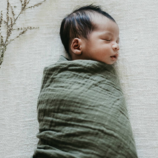 Organic Muslin Swaddle - Dusty Olive