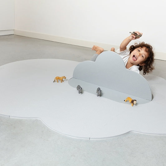 Baby playing on Quut Playmat Large - Pearl Grey