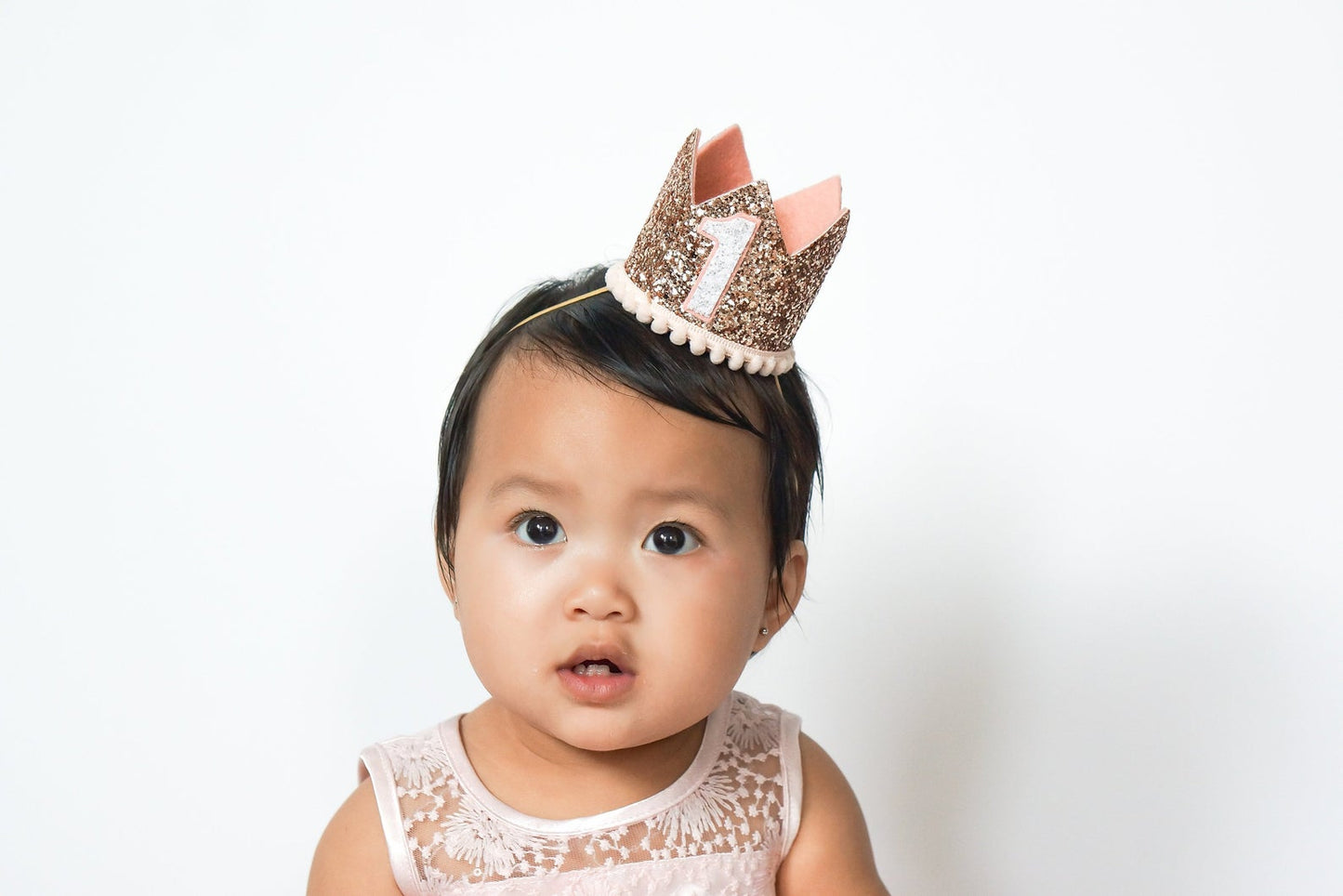 Baby Girl Glitter Rose Gold Crown