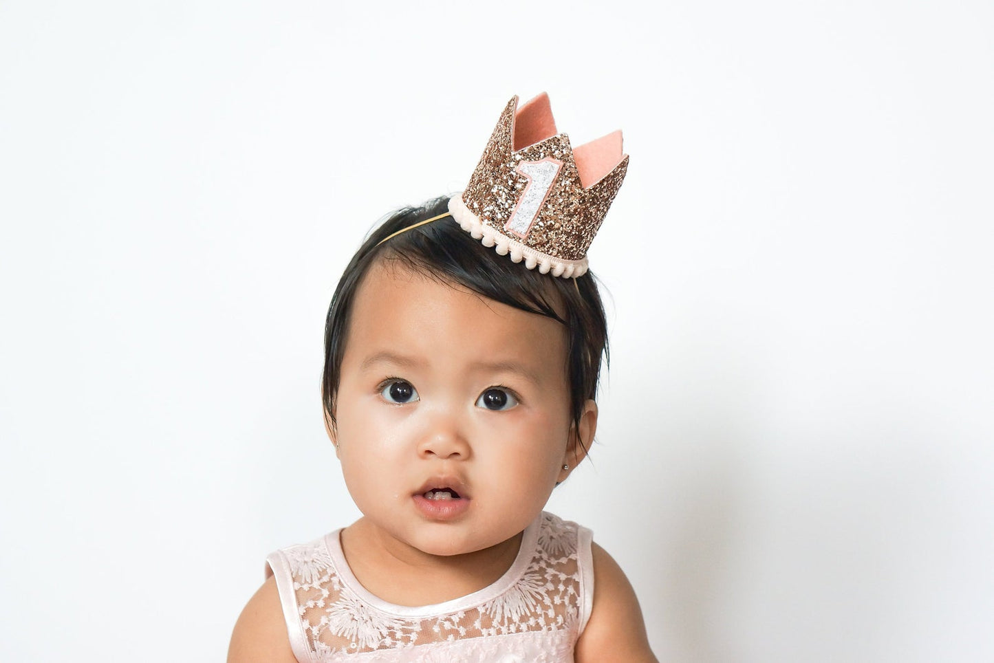 Baby Girl Glitter Rose Gold Crown - 1