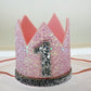 Baby Girl Glitter Silver & Pink Crown - 1