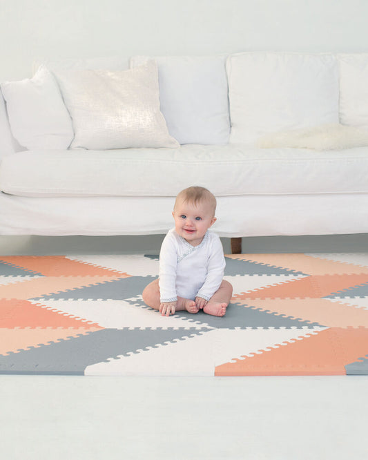 SkipHop Playspot Geo Floor Tiles - Grey & Peach