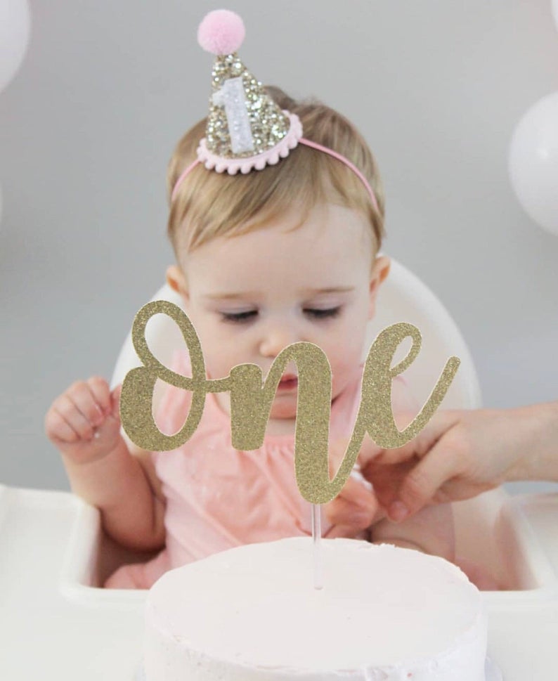 Baby Girl Glitter Gold & Baby Pink Tiny Hat - 2