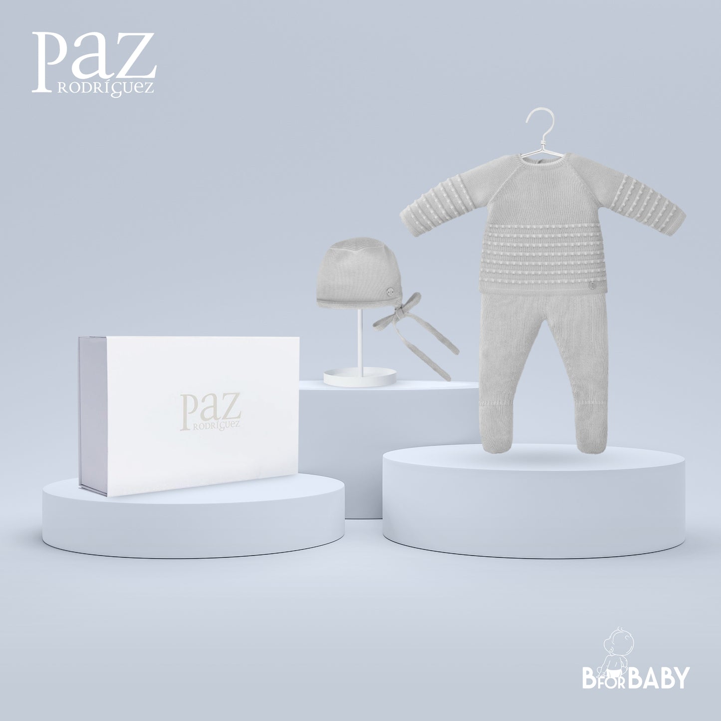 Paz Rodriguez 3-Piece (Sweater, Pants, Bonnet) Gift Set - Grey