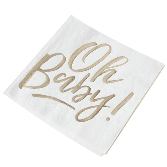 Baby shower Gold Paper Napkins - 'Oh Baby'